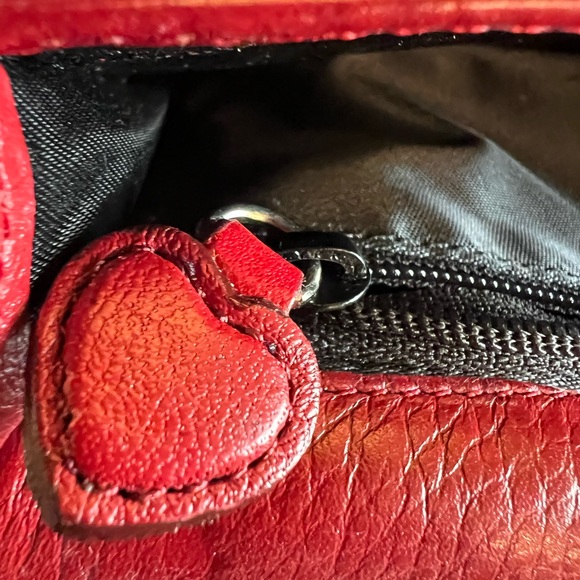 Brighton Love Lock Red Leather Foldover Wallet Crossbody Purse Valentine’s Day - Picture 11 of 13